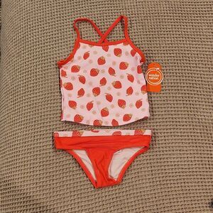 Girl’s Swimsuit Strawberries Tankini 2-Piece NWT Wonder Nation UPF-50 2T